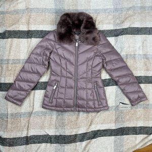 NWT Kenneth Cole Lavender Fur Collar Winter Coat